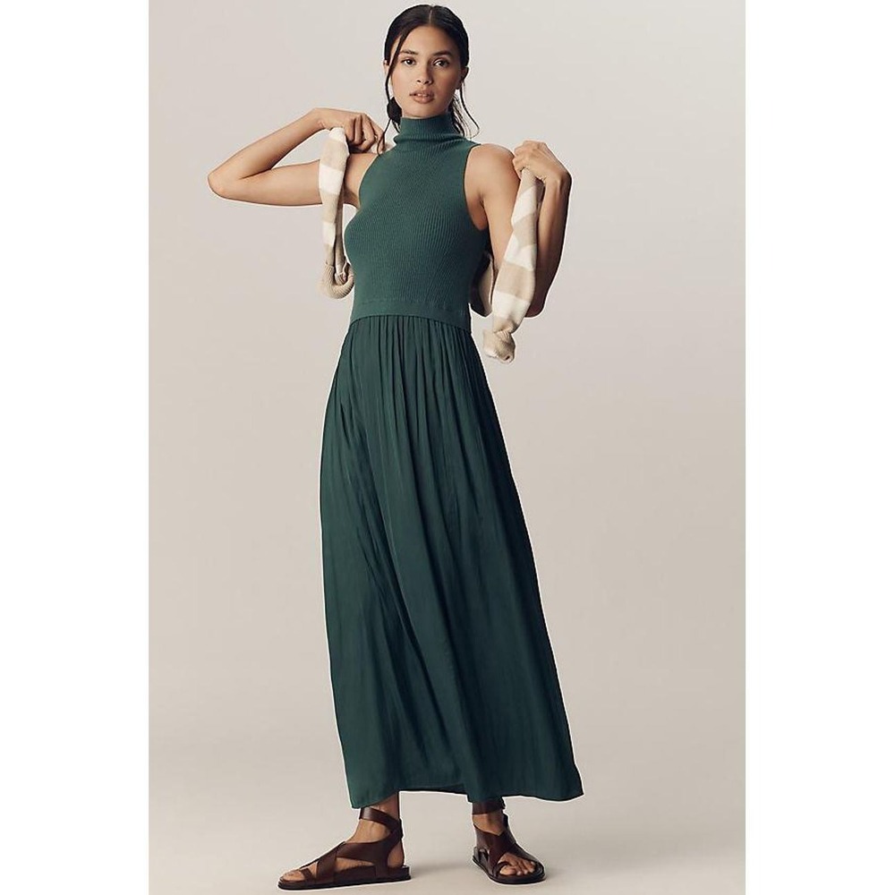 By Anthropologie - The Thea Mockable Sleeveless Midi Jumper Dress - Size Large L - Picture 5 of 13